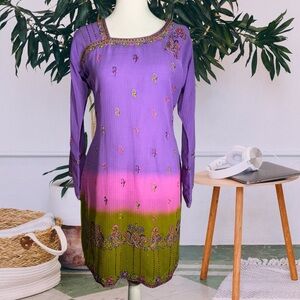 Vintage Boho Embellished Dress